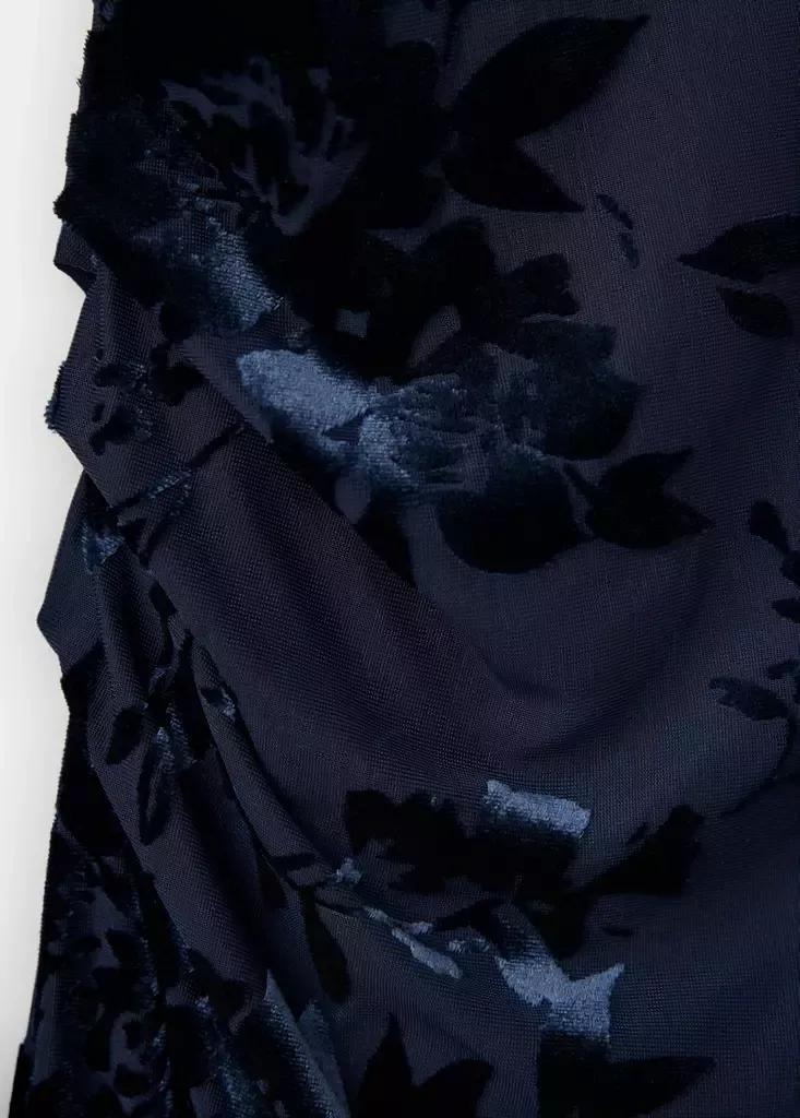 Blue Devor&eacute; Dress With An Asymmetrical Neckline, Navy, large image number 5