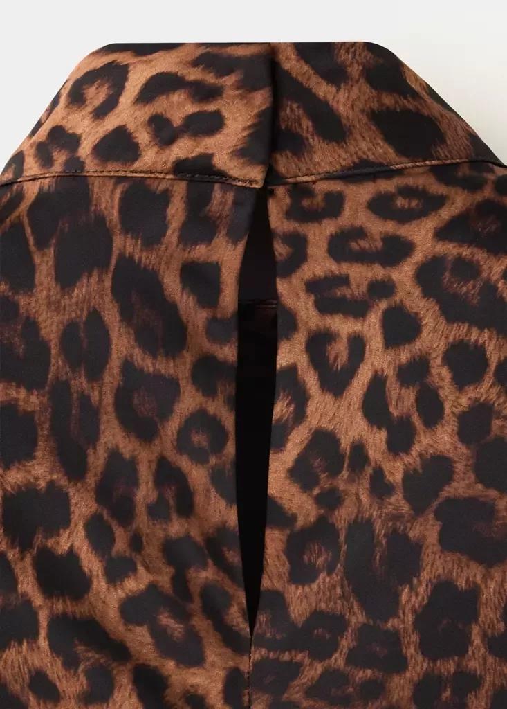 Brown Leopard Print Dress With A Roll Neck, Brown, large image number 5