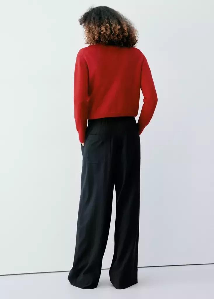 Blue Drawstring Straight Trousers, Navy, medium