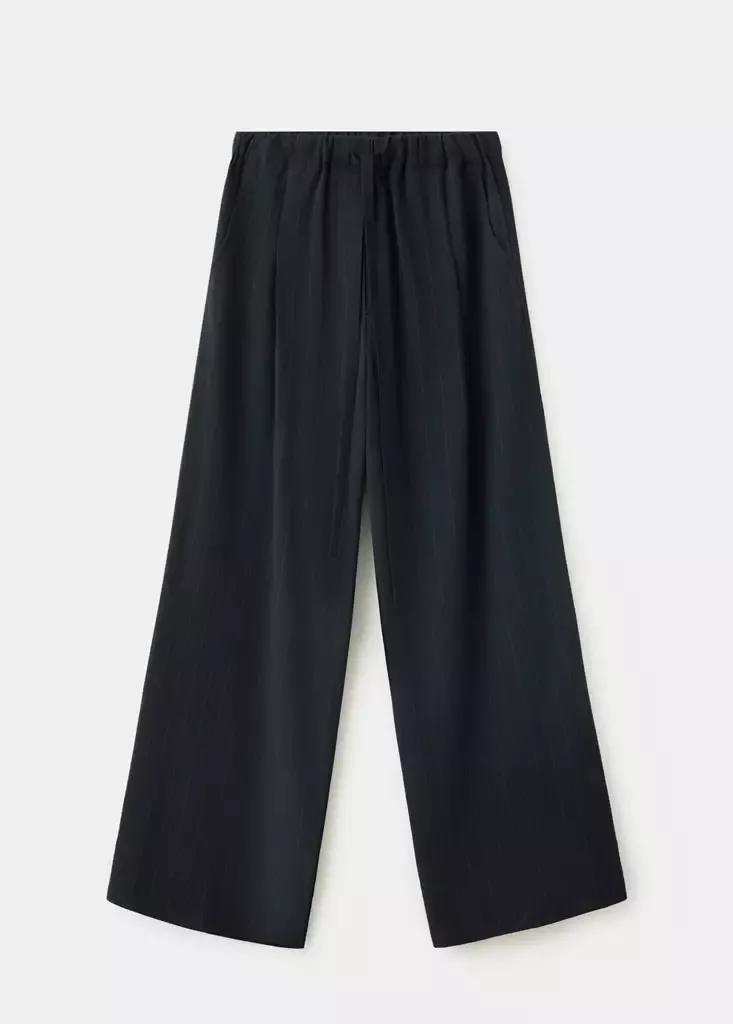 Blue Drawstring Straight Trousers, Navy, large image number 4