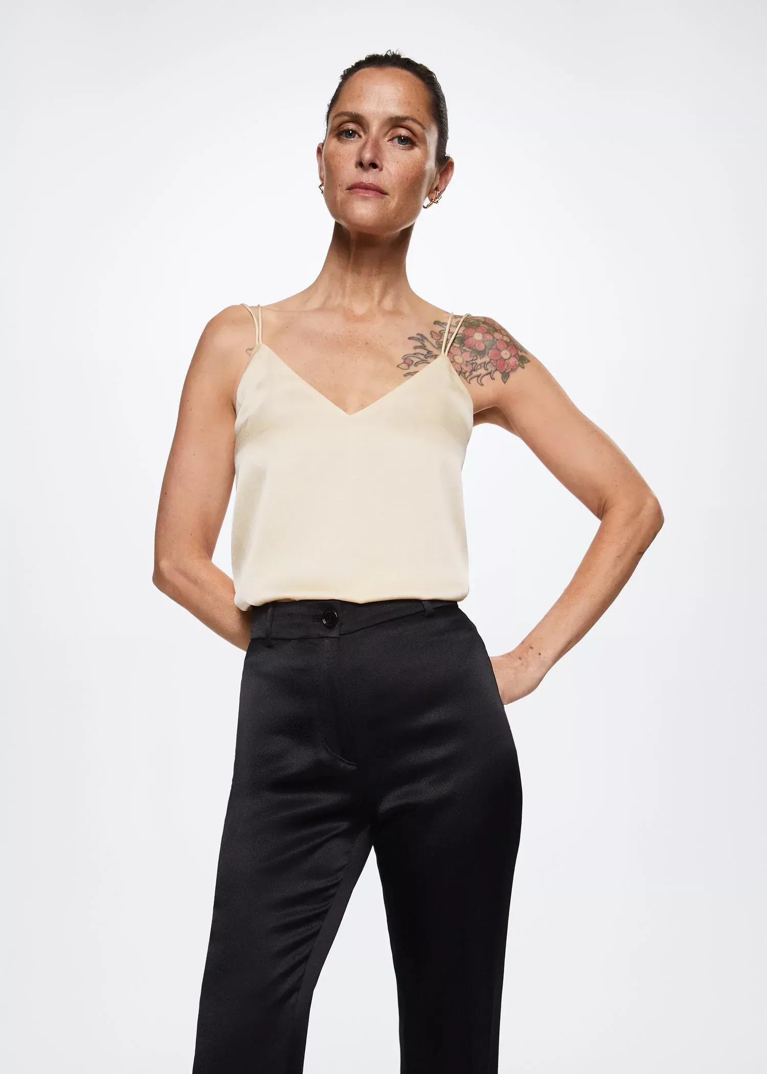 light beige Satin lace top, , large image number 8