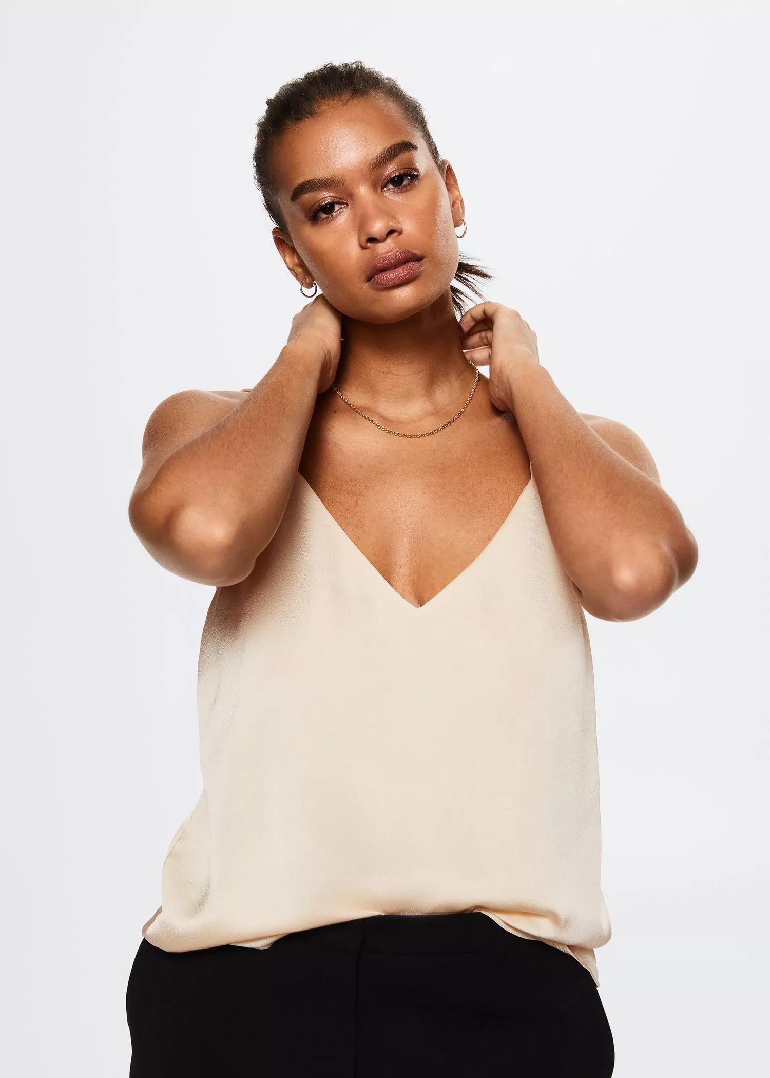 light beige Satin lace top, , large image number 9