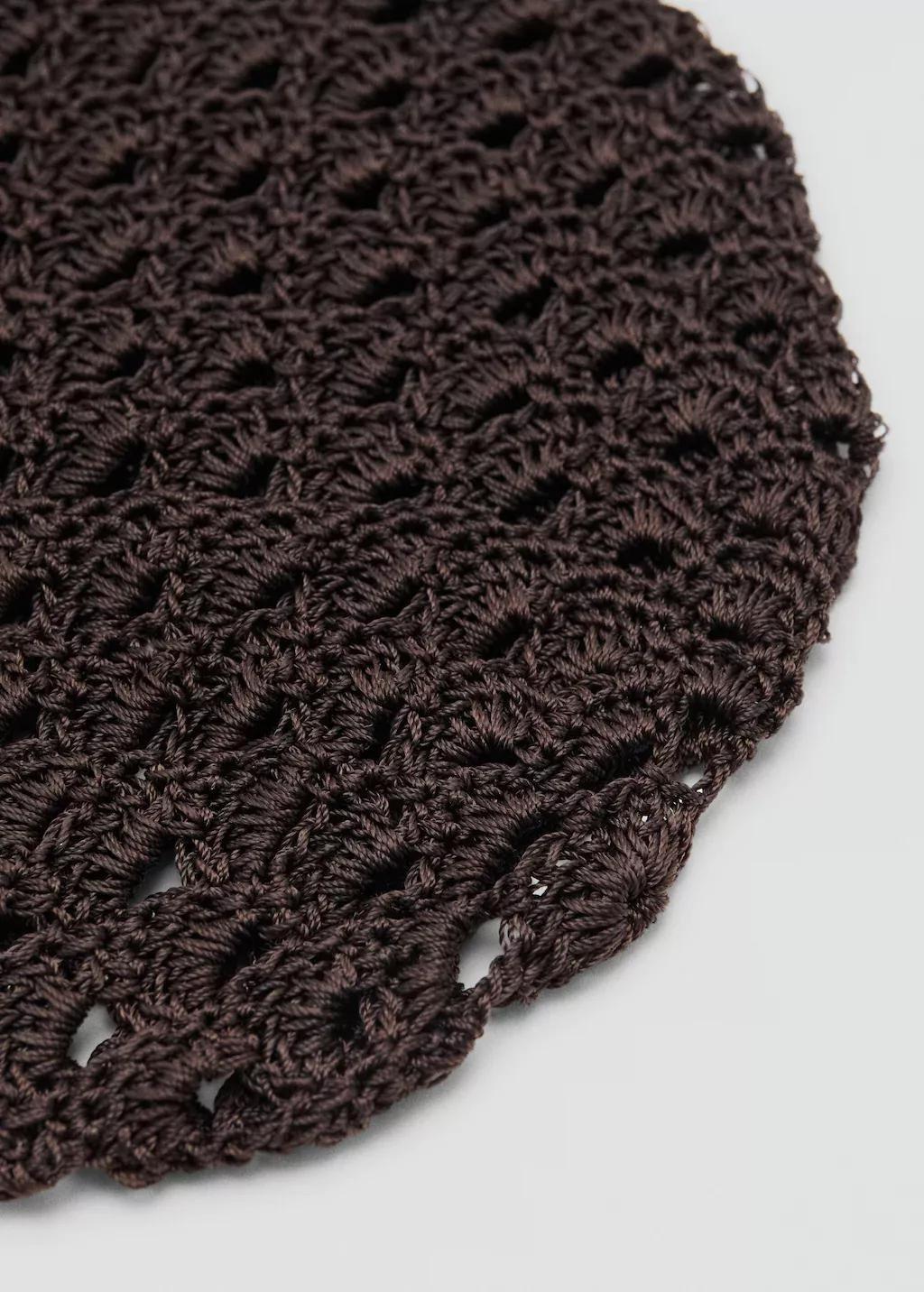 Brown Crochet Hat, Dark Brown, large image number 1
