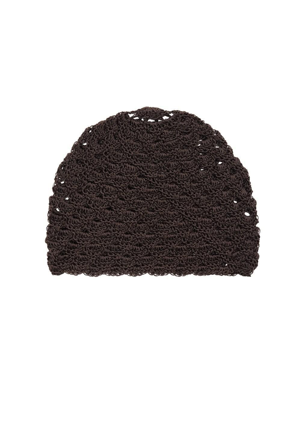 Brown Crochet Hat, Dark Brown, large image number 3