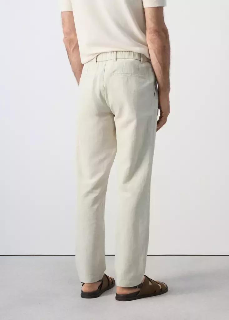 LIGHT BEIGE Slim fit cropped linen-cotton trousers, Light Beige, large image number 2