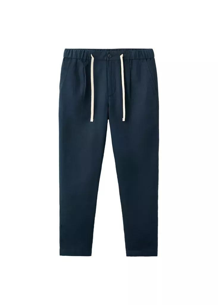 BLUE Slim fit cropped linen-cotton trousers, Navy, large image number 13