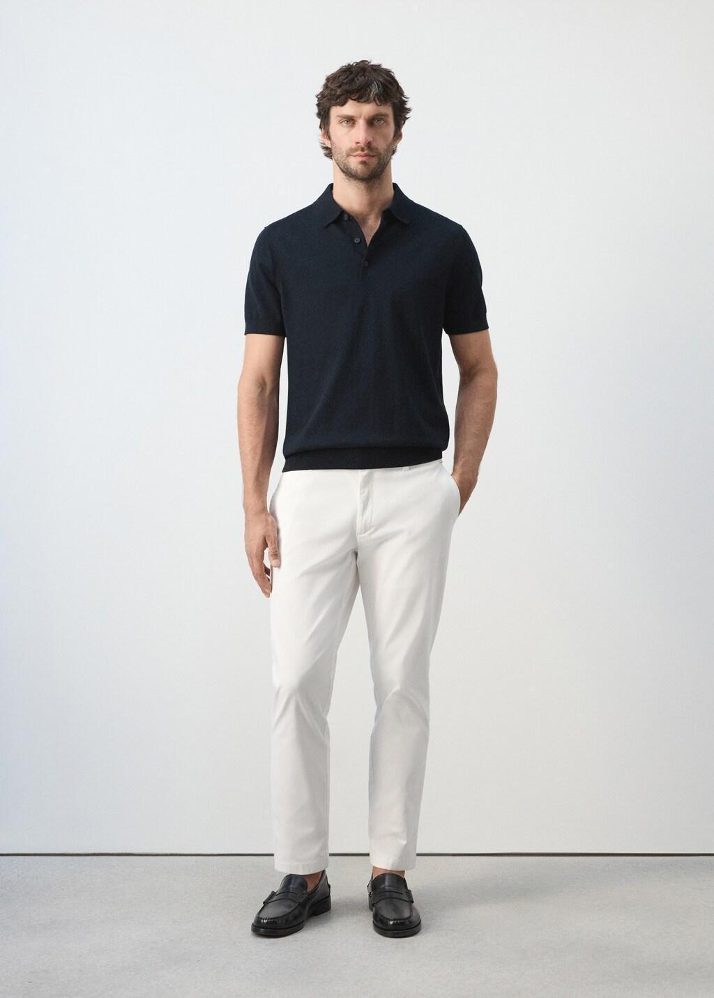 White Prato Cropped Tapered Chino Trousers, Natural White, medium