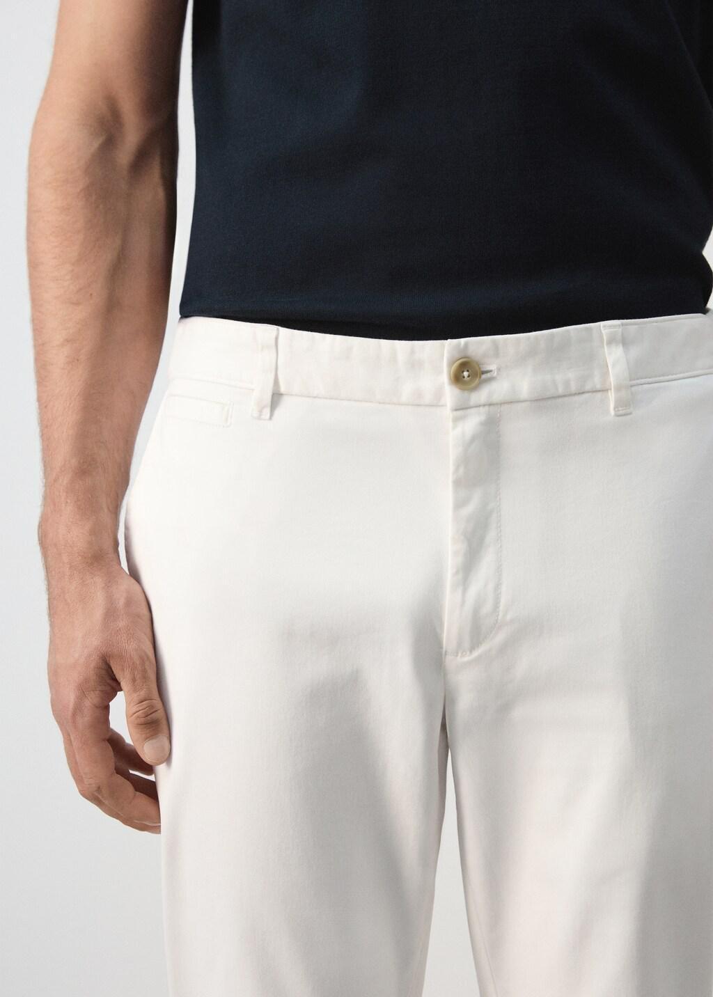 White Prato Cropped Tapered Chino Trousers, Natural White, large image number 4