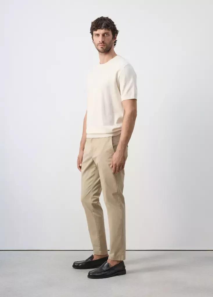 LIGHT BEIGE Prato cropped tapered chino trousers, Light Beige, large image number 6