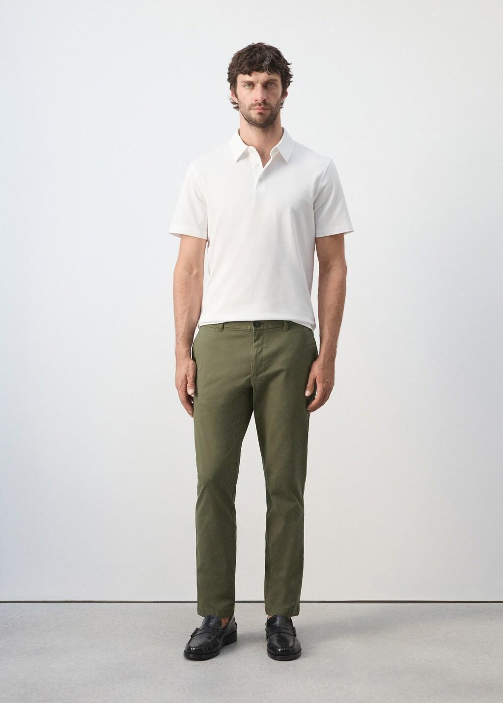 Khaki Prato Cropped Tapered Chino Trousers, Beige - Khaki, medium