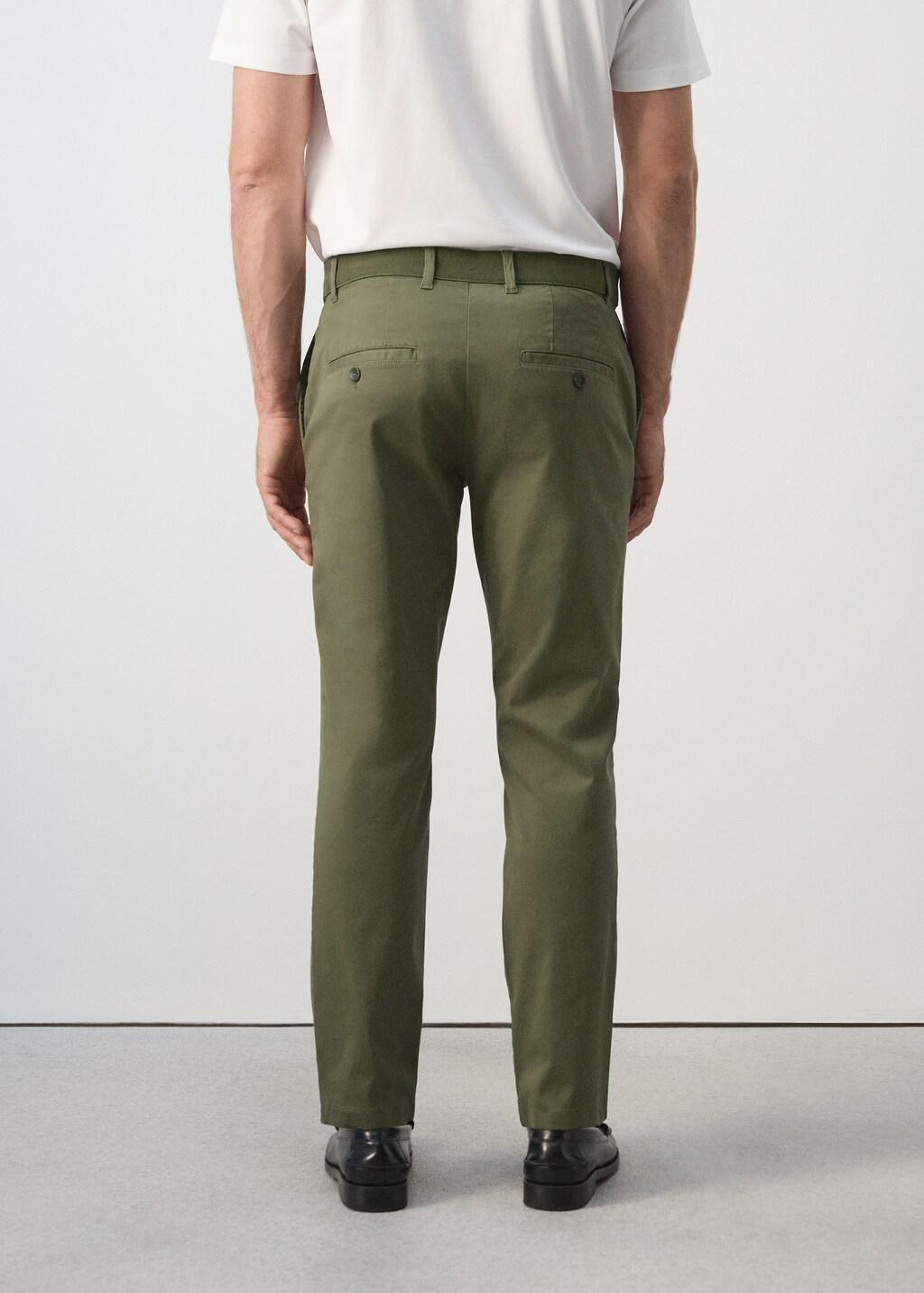 Khaki Prato Cropped Tapered Chino Trousers, Beige - Khaki, medium