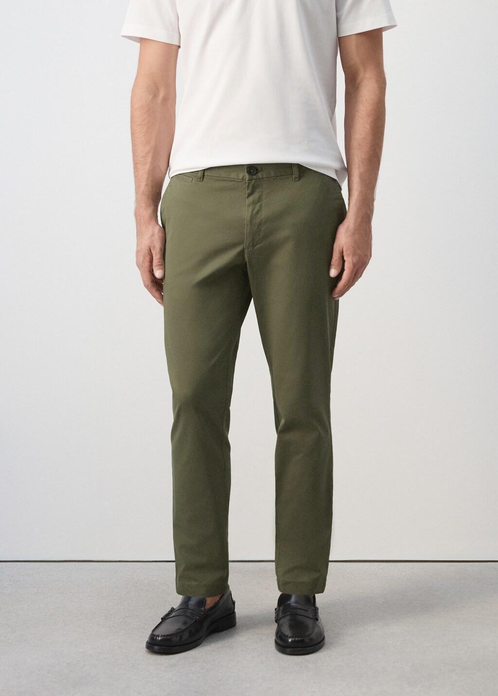 Khaki Prato Cropped Tapered Chino Trousers, Beige - Khaki, large image number 3