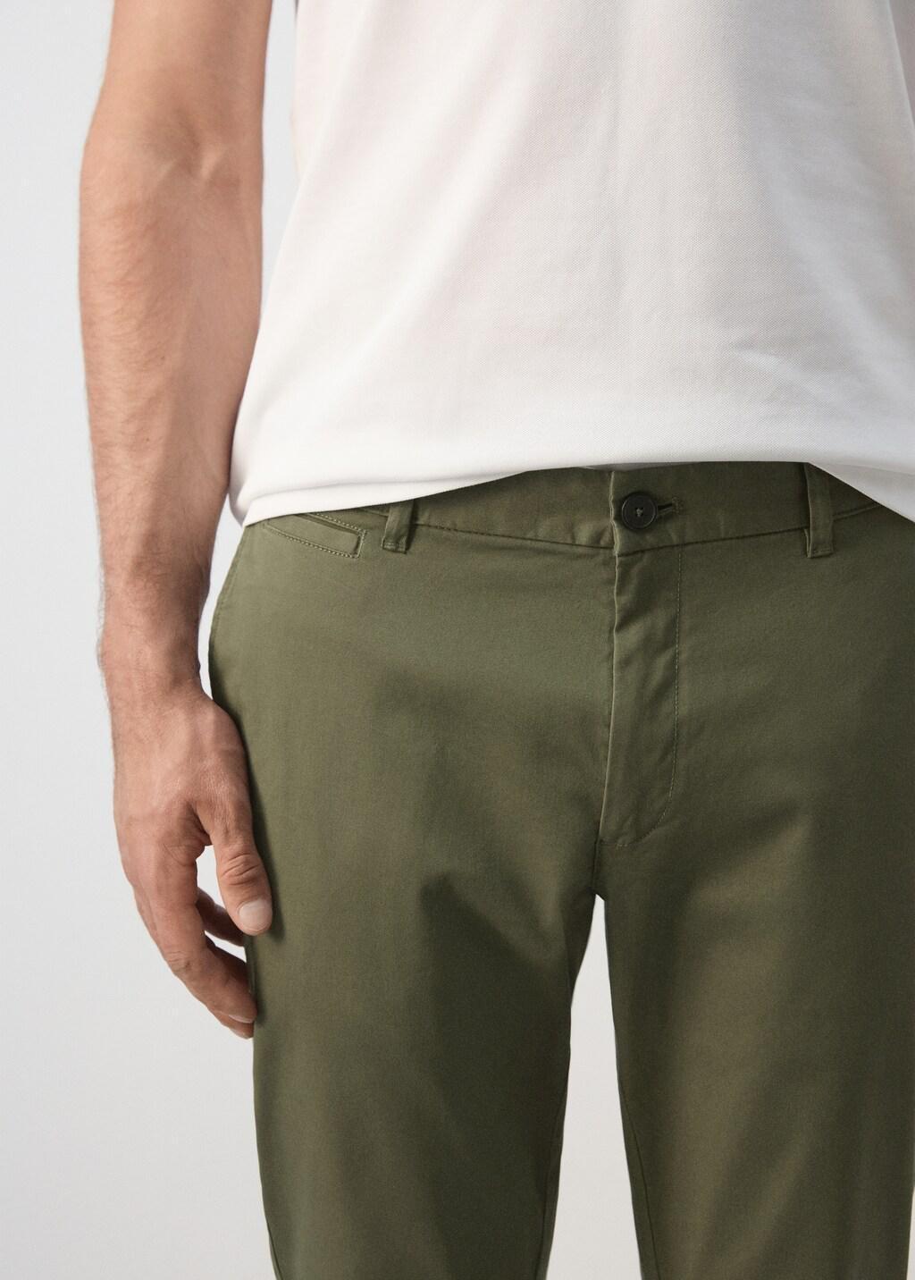 Khaki Prato Cropped Tapered Chino Trousers, Beige - Khaki, large image number 4