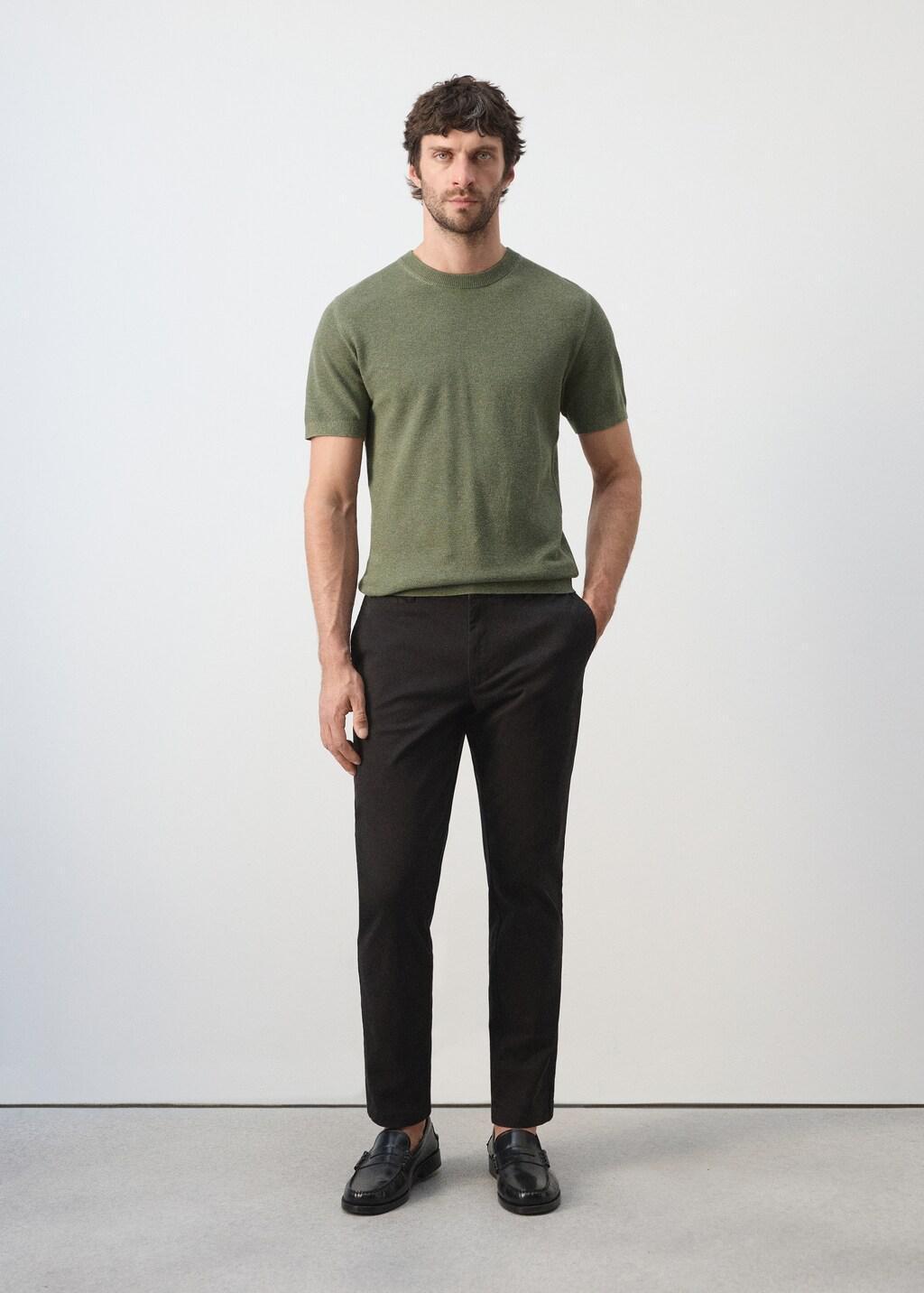 Black Prato Cropped Tapered Chino Trousers, Black, large image number 0