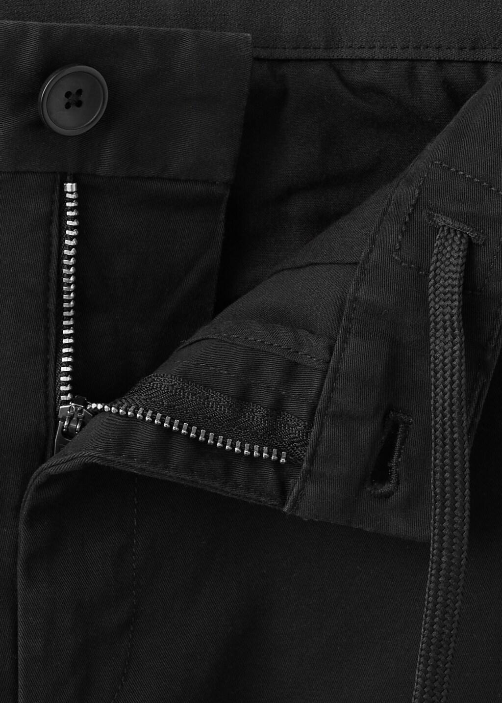 Black Prato Cropped Tapered Chino Trousers, Black, large image number 1