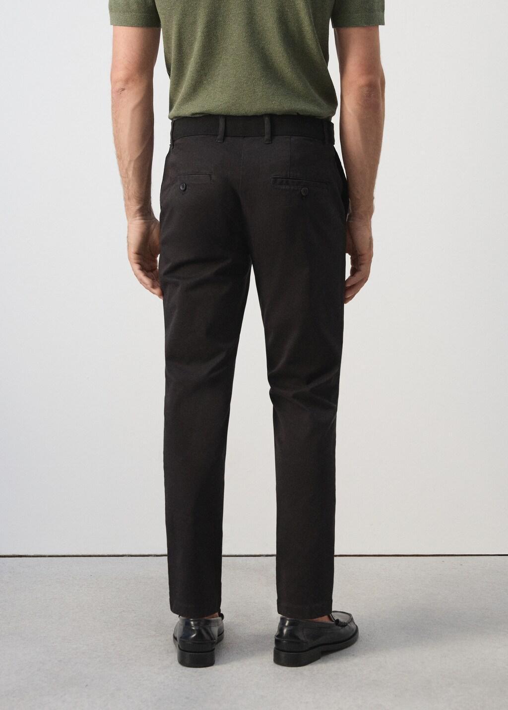 Black Prato Cropped Tapered Chino Trousers, Black, large image number 2