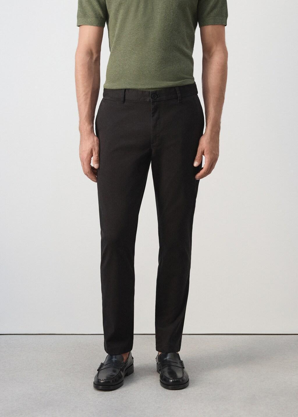 Black Prato Cropped Tapered Chino Trousers, Black, large image number 3
