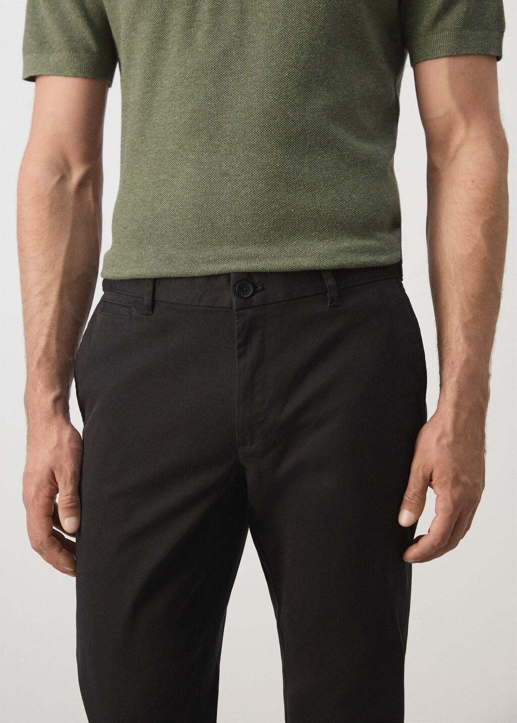 Black Prato Cropped Tapered Chino Trousers, Black, large image number 4