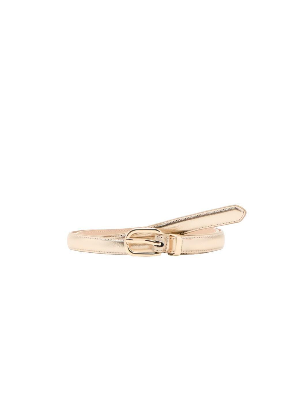 GOLD Buckle metallic belt, Gold, medium