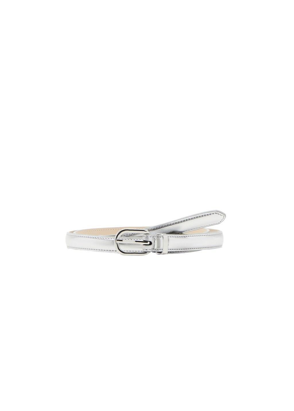 SILVER Buckle metallic belt, Silver, large image number 2