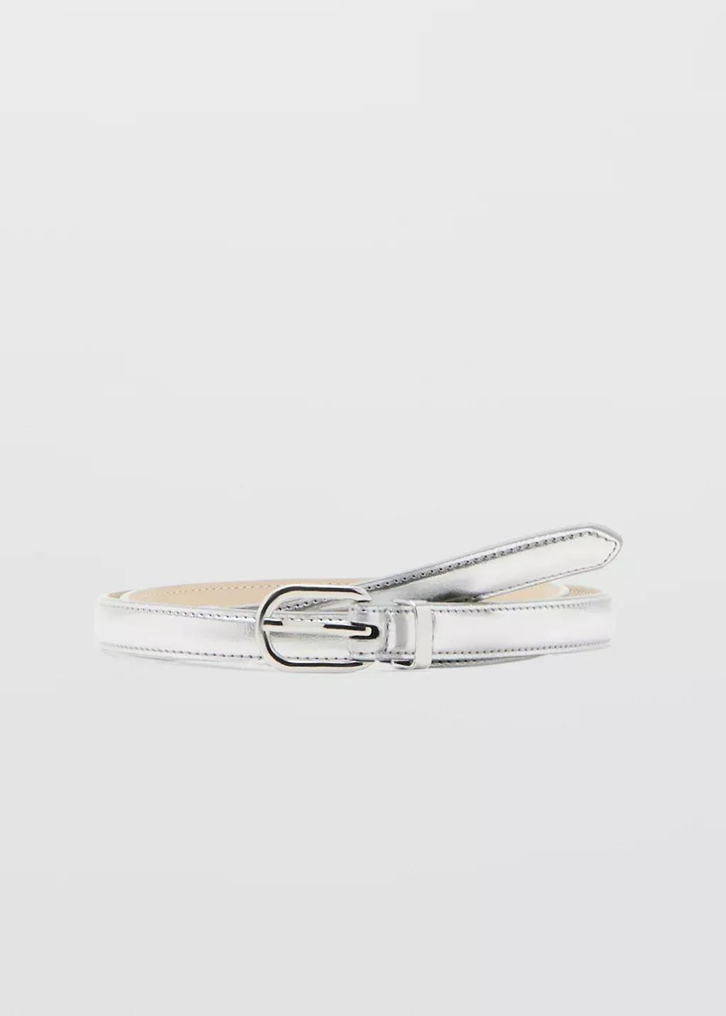 SILVER Buckle metallic belt, Silver, large image number 3
