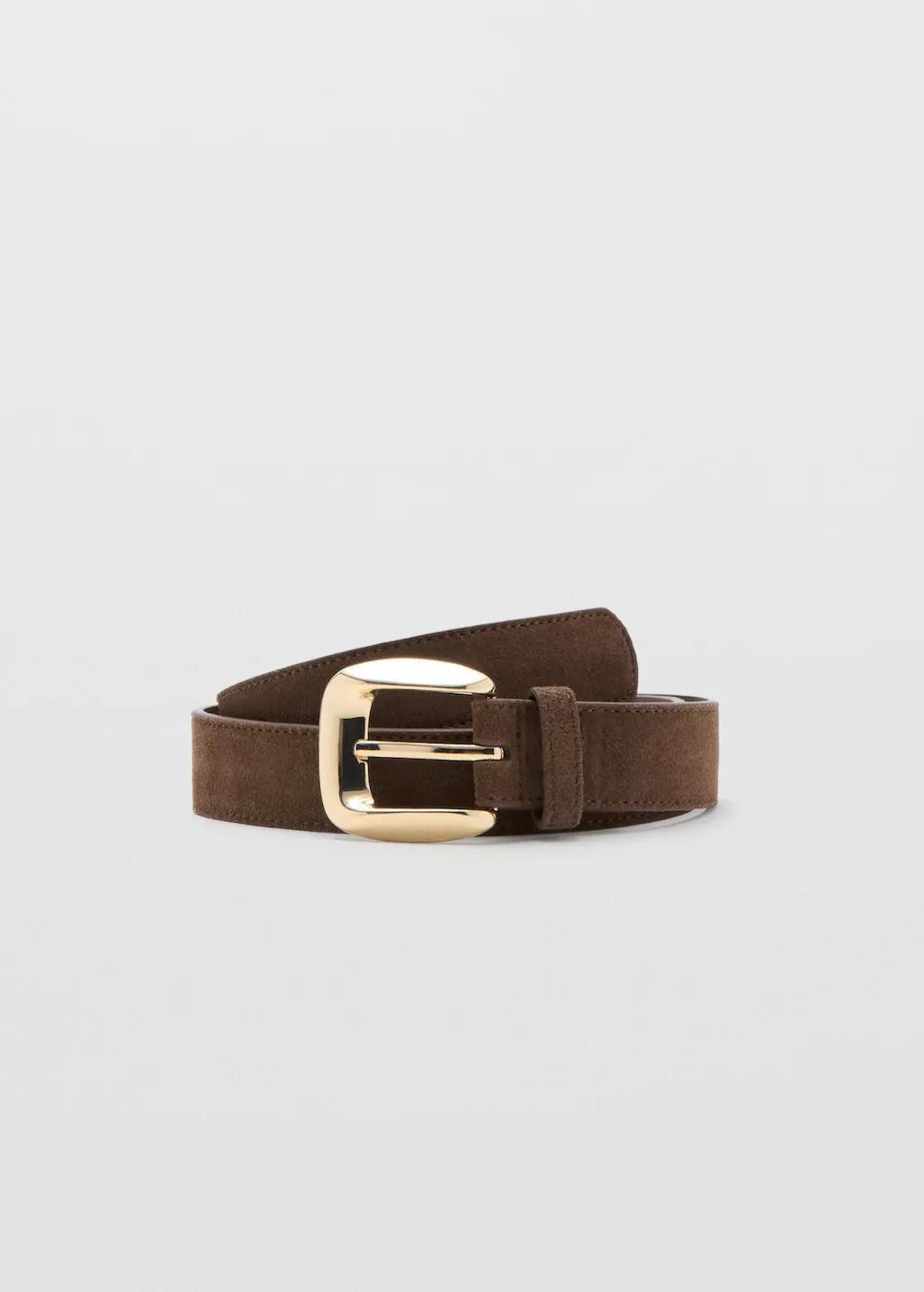 Brown Suede Belt With Square Buckle, Brown, large image number 3