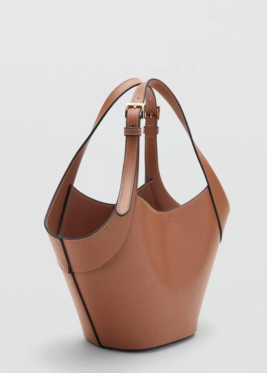 Brown Medium Faux Leather Shoulder Bag, 0201_CU, large