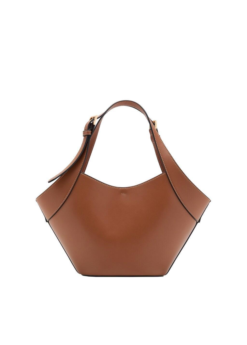 Brown Medium Faux Leather Shoulder Bag, 0201_CU, large image number 2