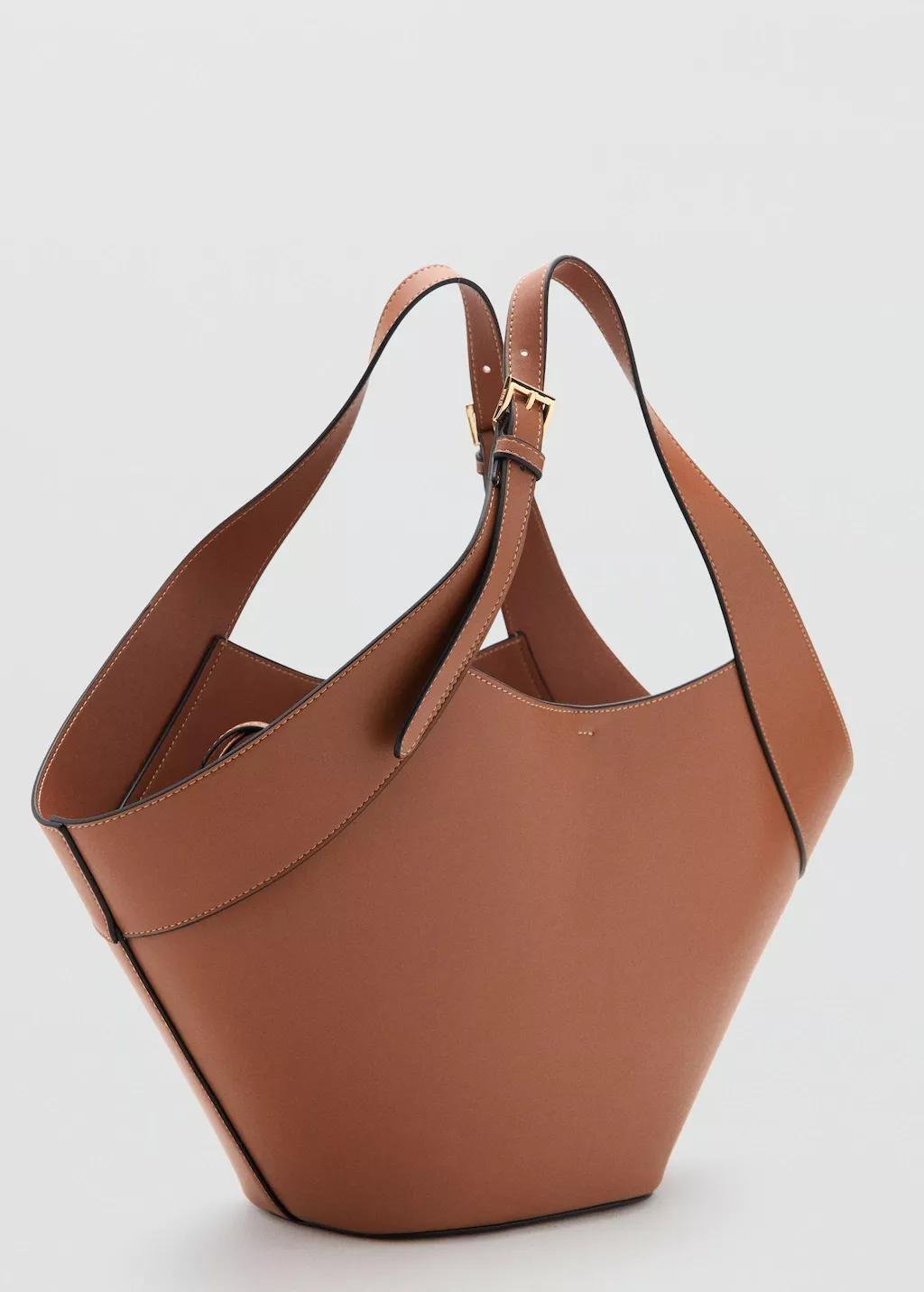 Brown Large Faux Leather Shoulder Bag, Medium Brown, medium
