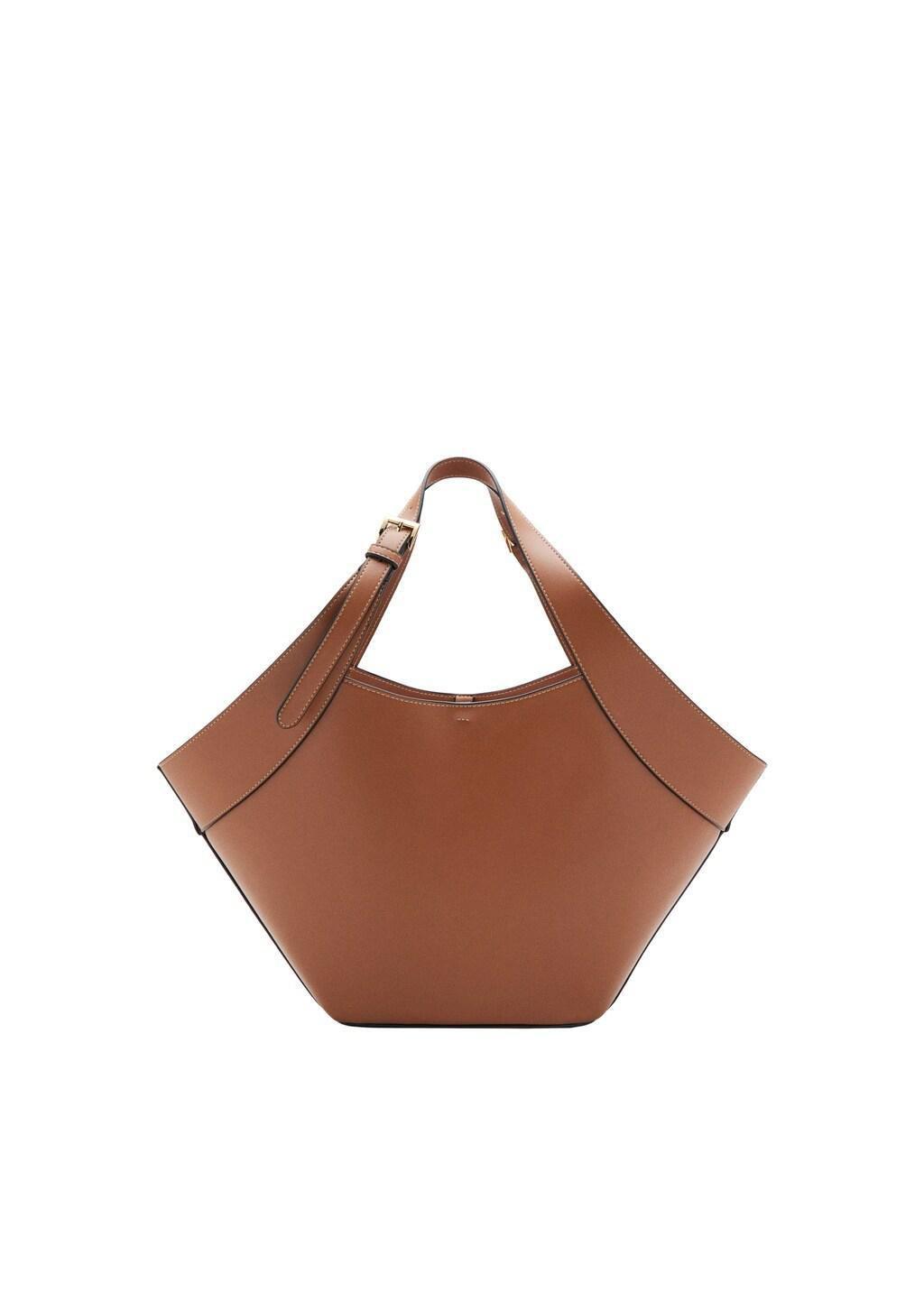 Brown Large Faux Leather Shoulder Bag, Medium Brown, large image number 2
