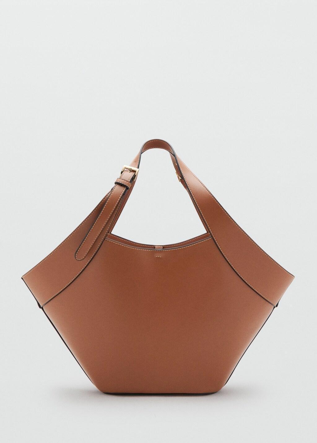 Brown Large Faux Leather Shoulder Bag, Medium Brown, large image number 3