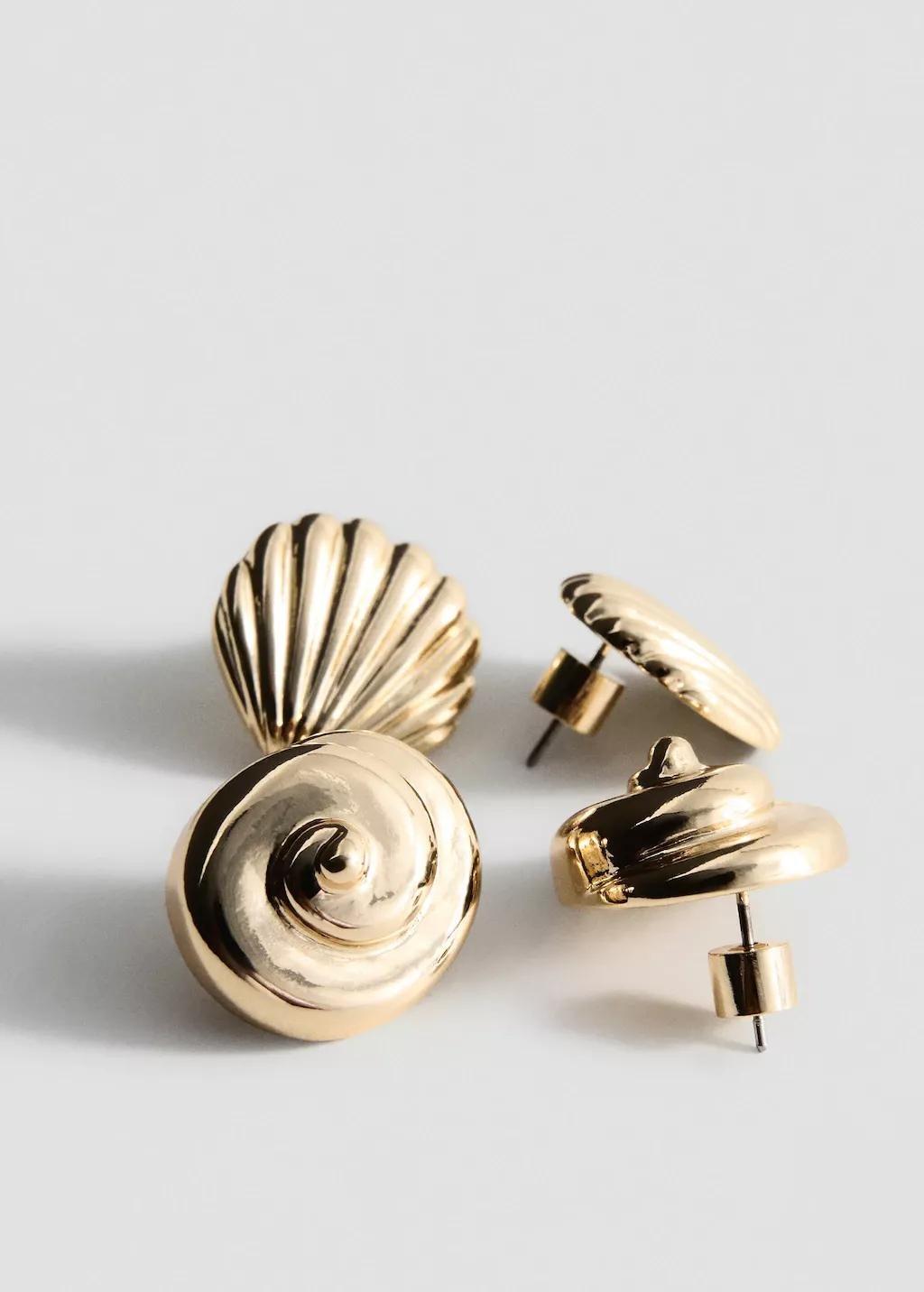 Gold Shell Design Earring Pack, Gold, large image number 1