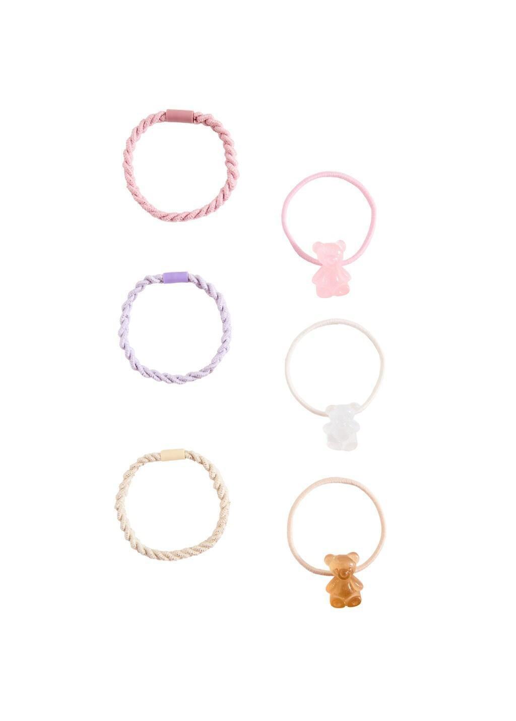 Brown Hair Ties, Set Of 6, Kids Girls, Light Pastel Brown, large image number 1