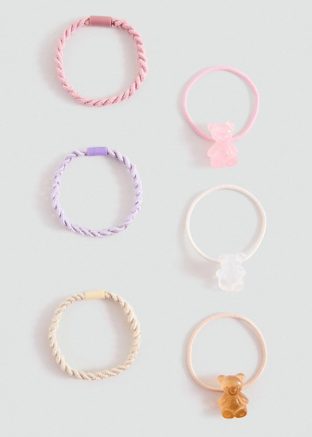 Brown Hair Ties, Set Of 6, Kids Girls, Light Pastel Brown, large image number 2