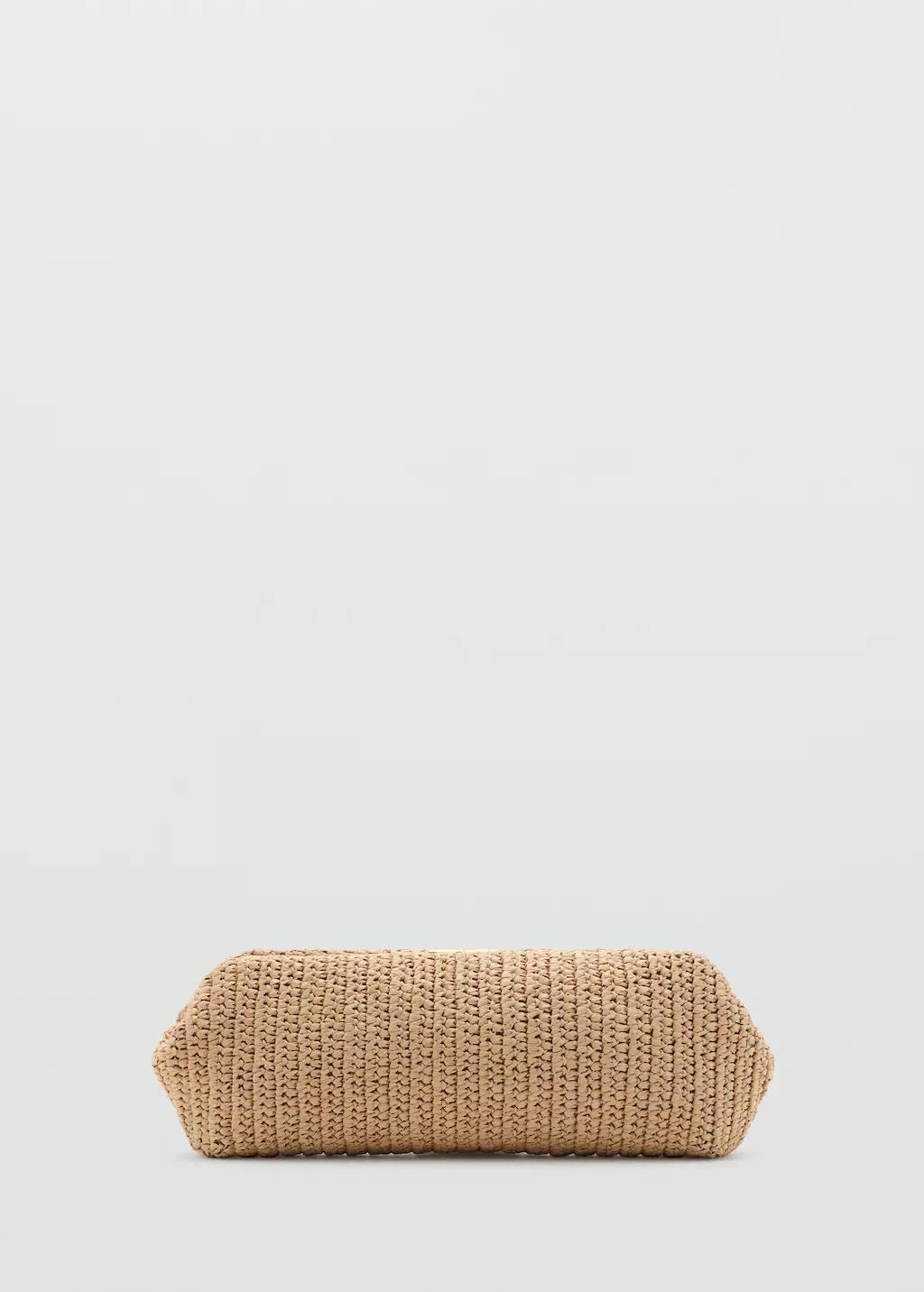 Beige Fibre Shoulder Bag With Bead Detail, Light Beige, large image number 3