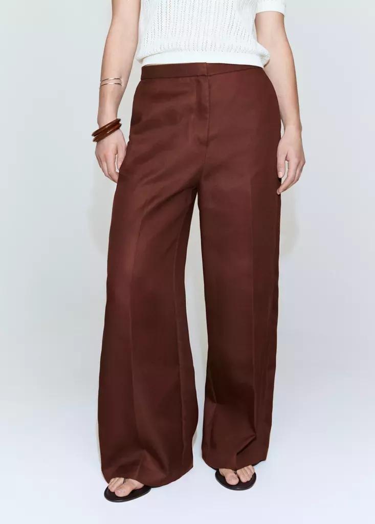 Orange High-Waisted Lyocell Trousers, Medium Orange, medium
