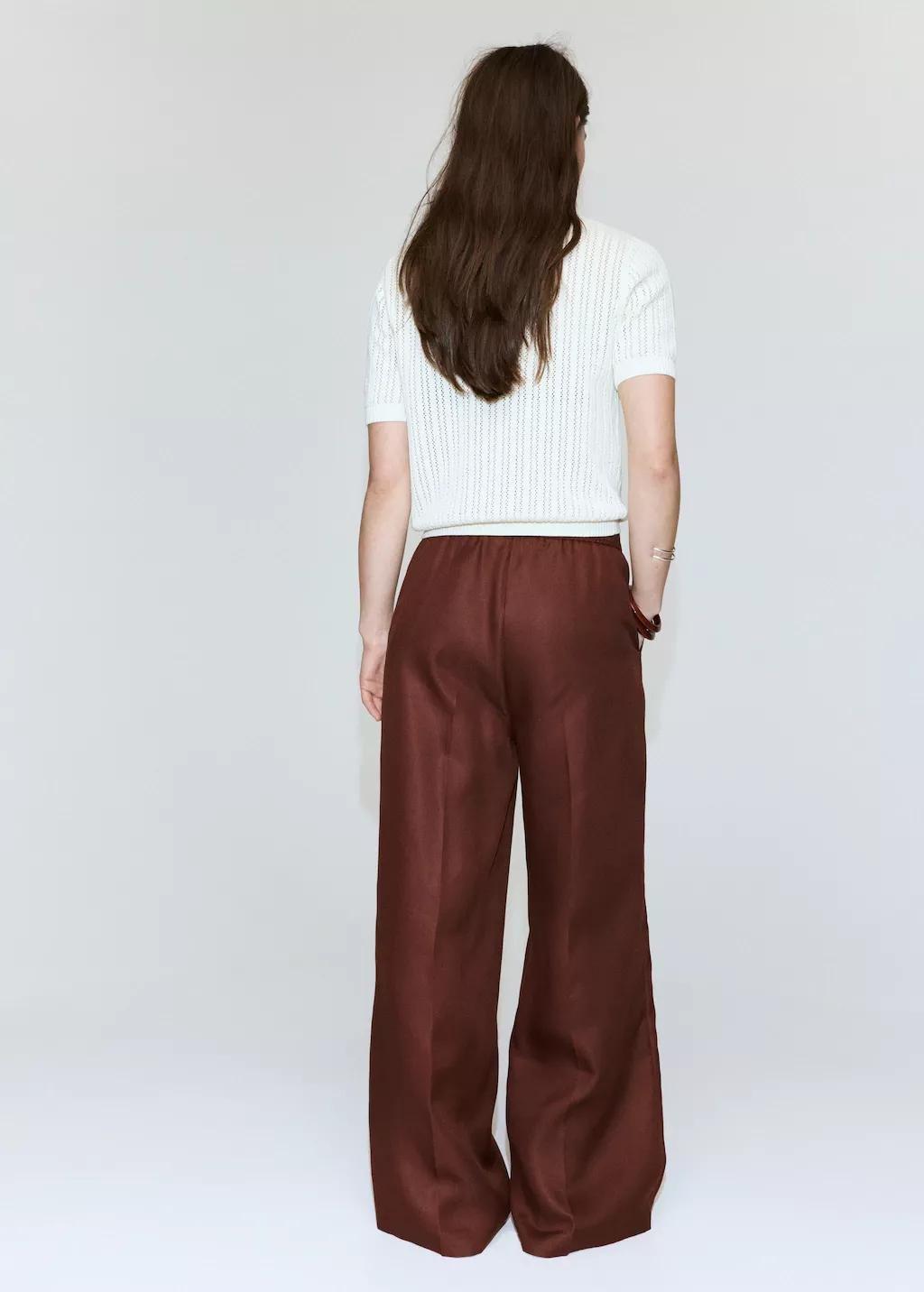 Orange High-Waisted Lyocell Trousers, Medium Orange, large image number 3