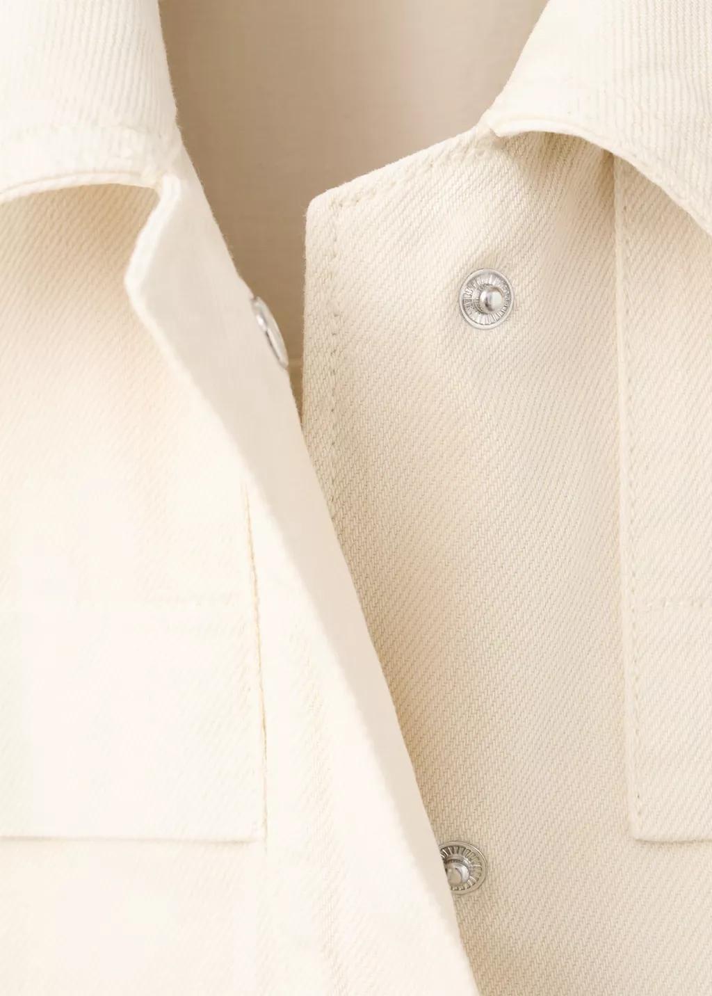 Beige Oversized Denim Gilet, Light Beige, large image number 3