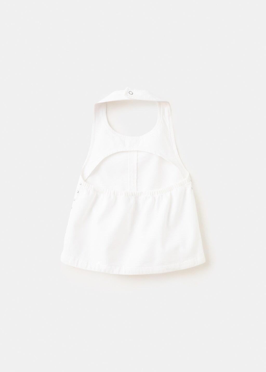 White Studded Open-Back Halter Top, Kids Girls, White, large image number 1