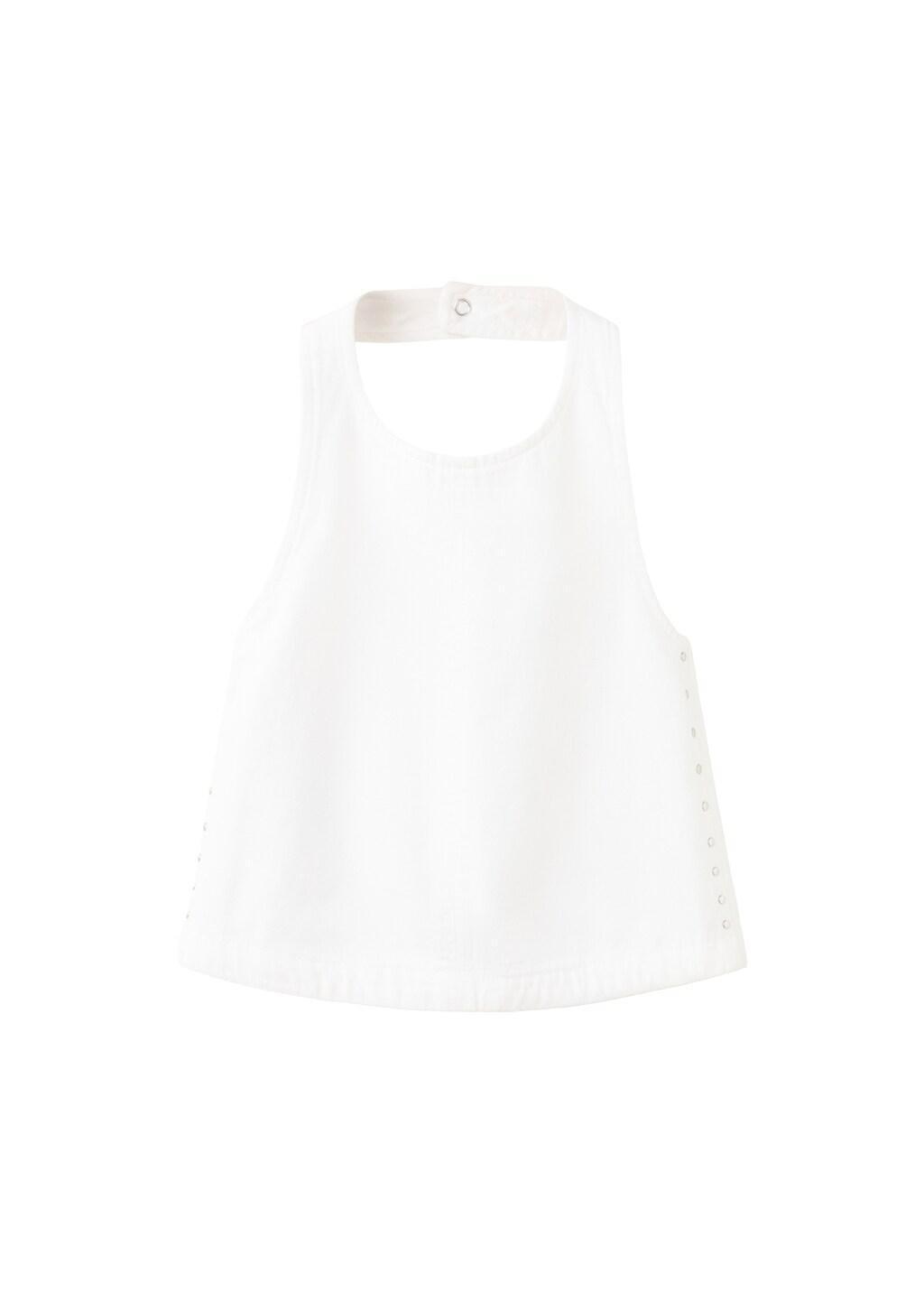 White Studded Open-Back Halter Top, Kids Girls, White, large image number 5