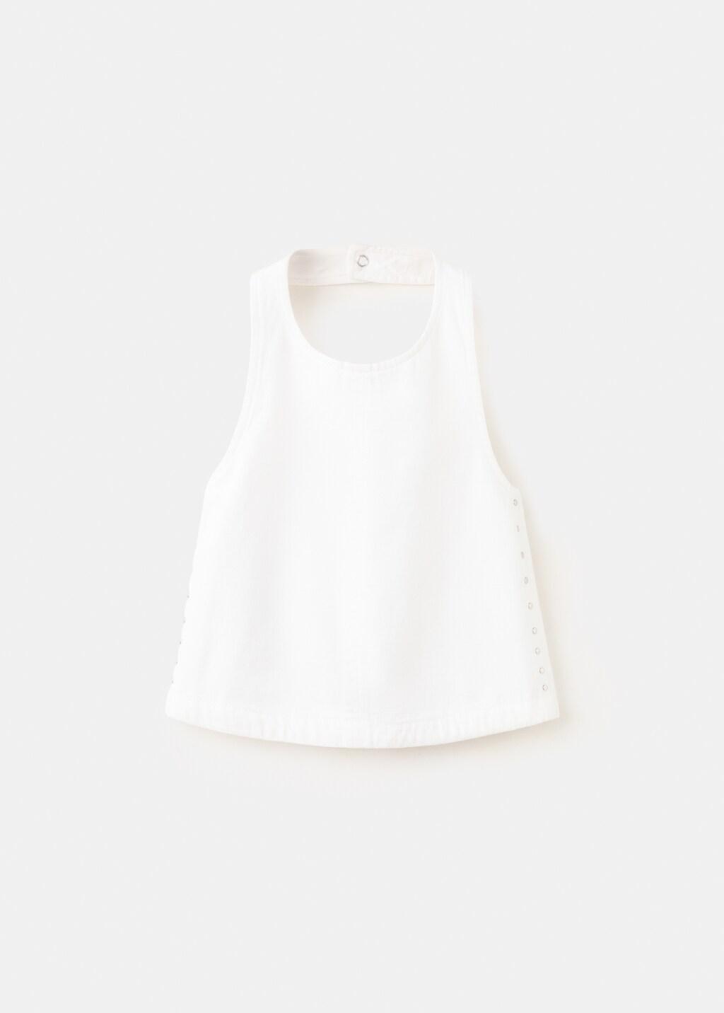 White Studded Open-Back Halter Top, Kids Girls, White, large image number 6
