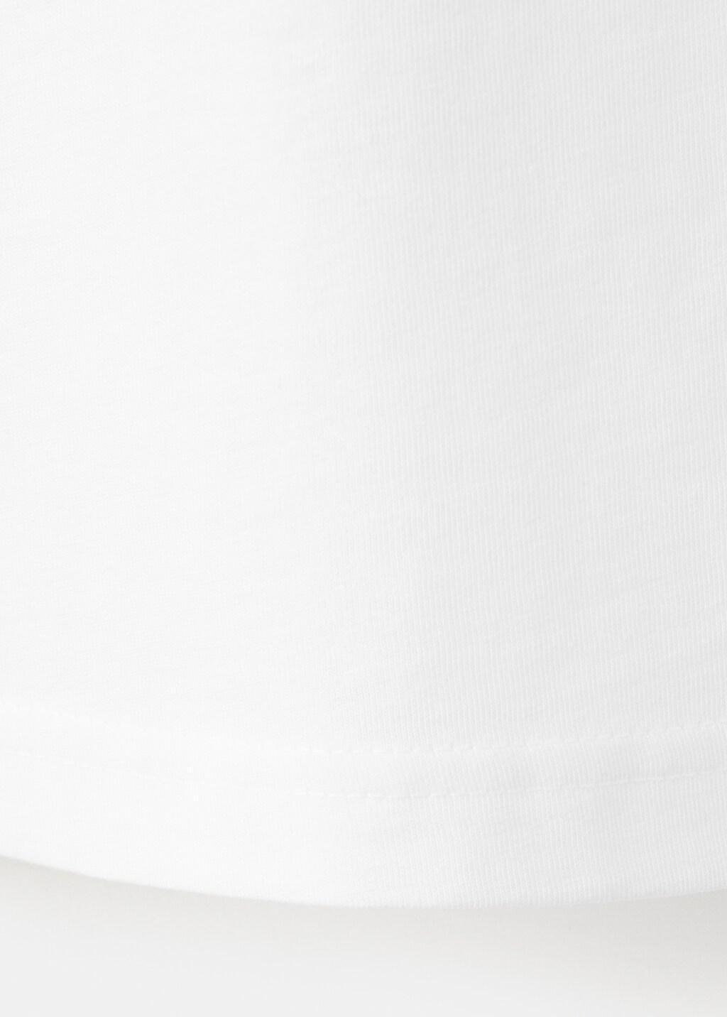 White V-Neck Cotton T-Shirt, White, large image number 1