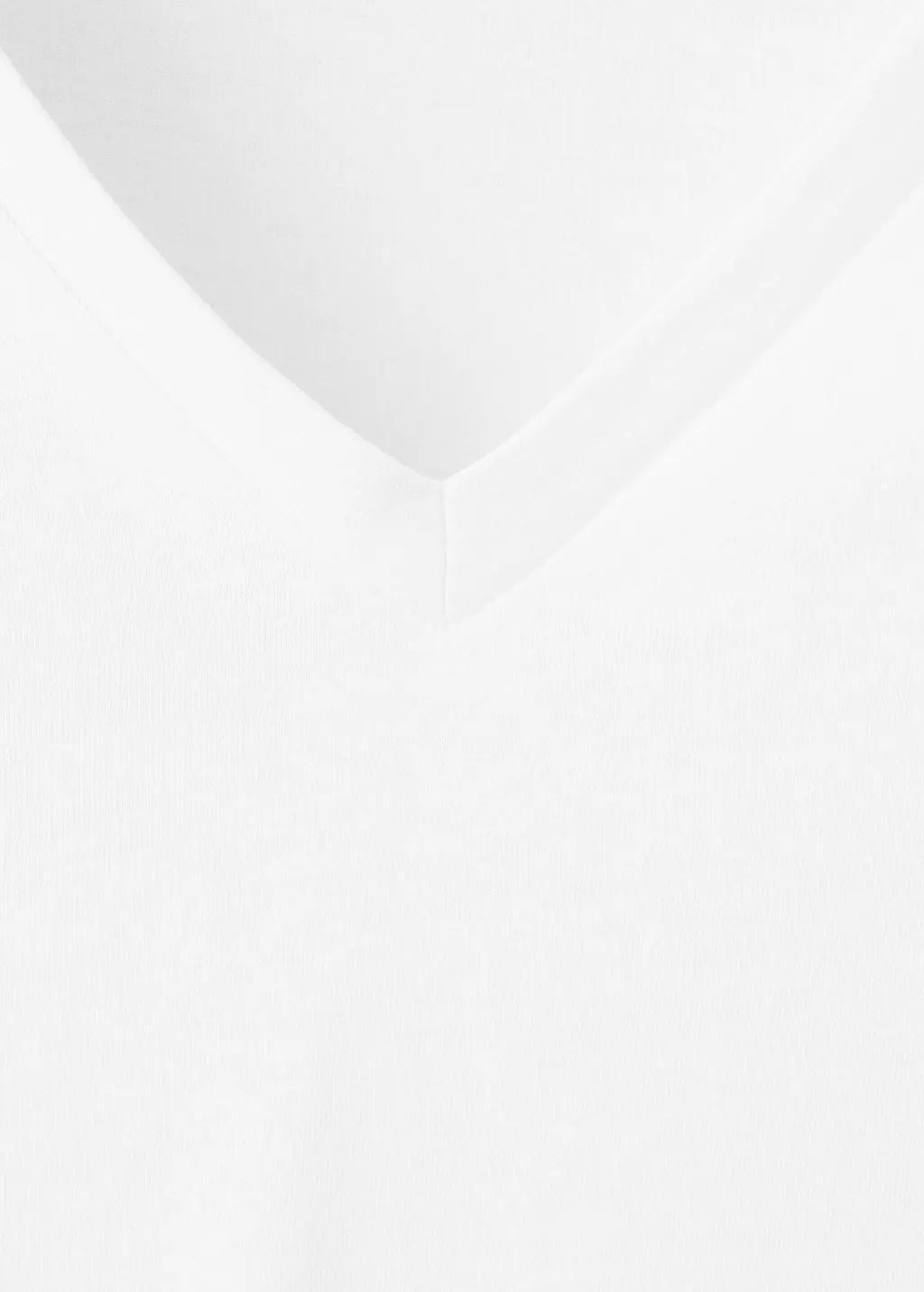 White V-Neck Cotton T-Shirt, White, large image number 5