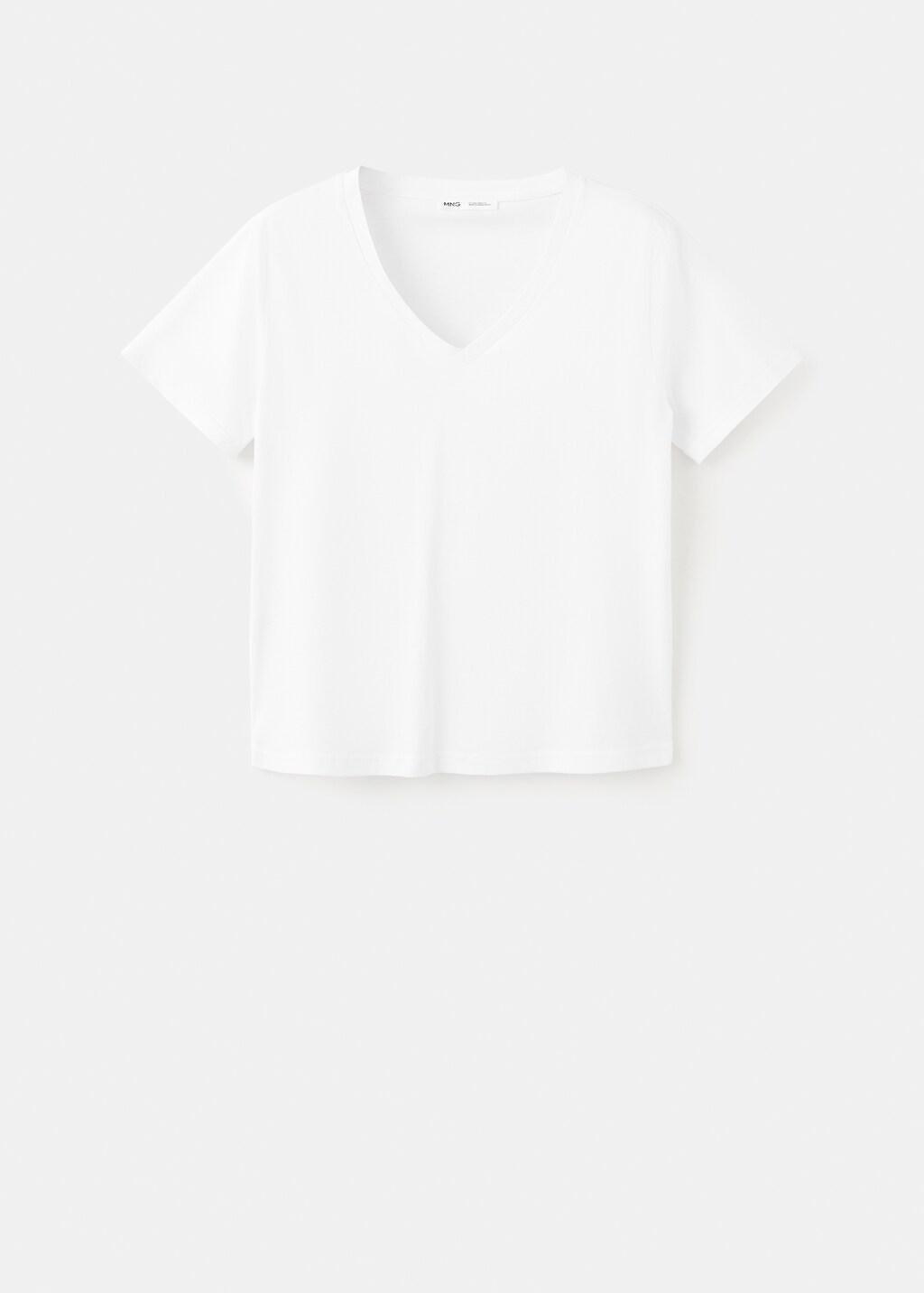 White V-Neck Cotton T-Shirt, White, large image number 8