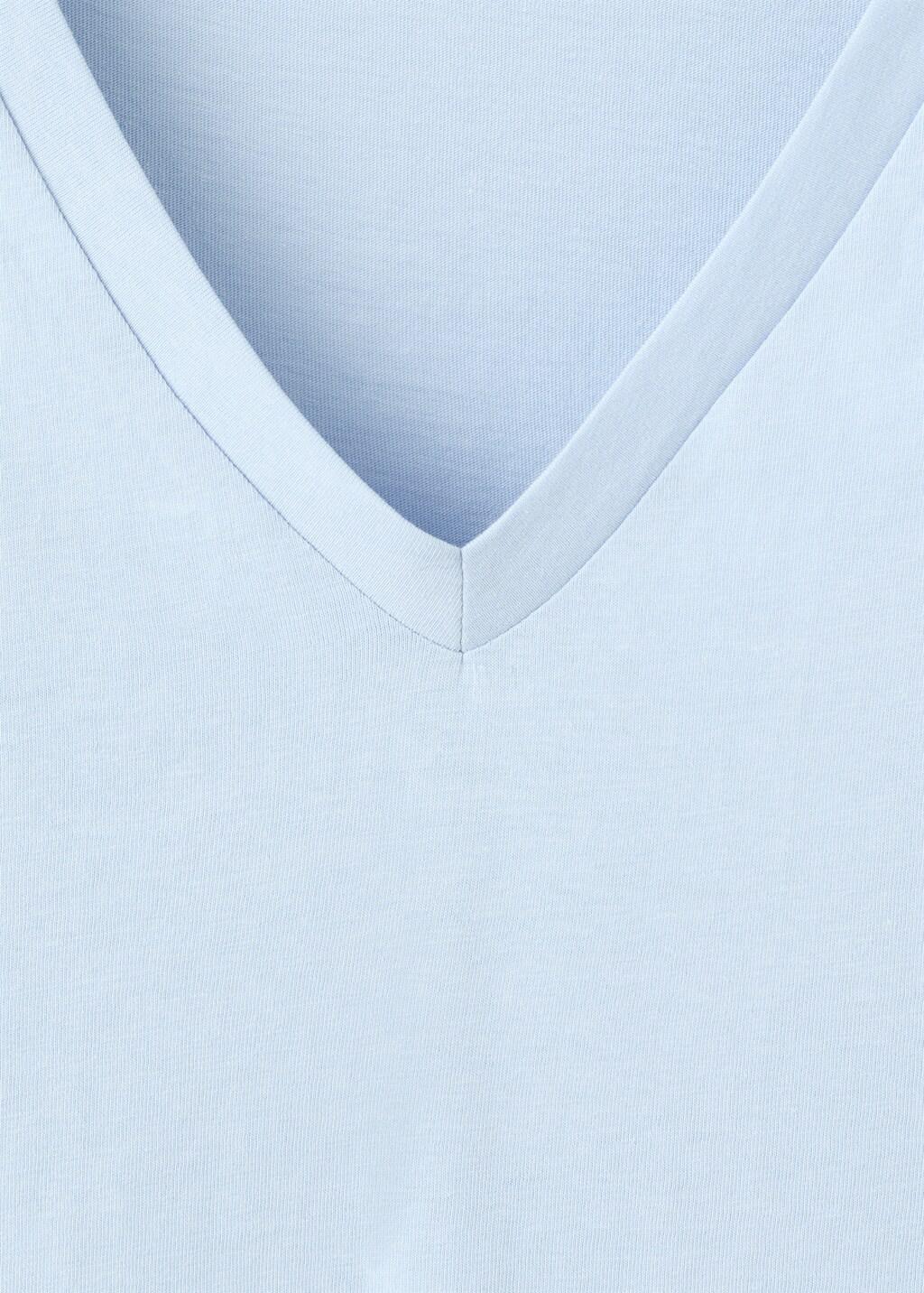 Blue Lt Pastel V-Neck Cotton T-Shirt, Light-Pastel Blue, large image number 1
