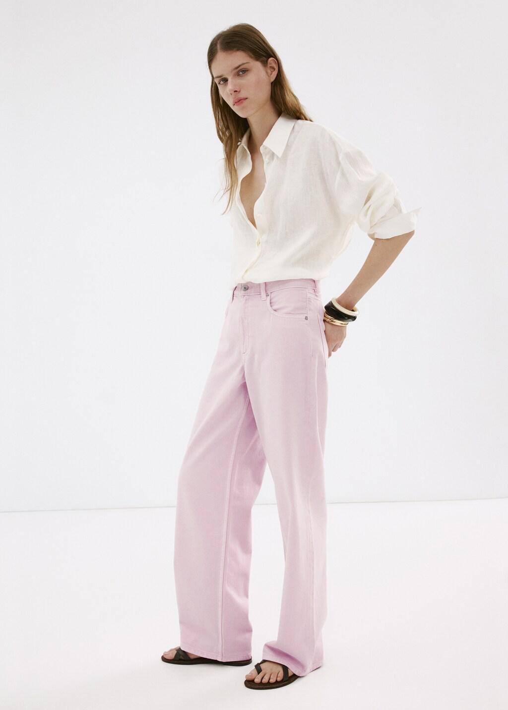 Pink Straight Low-Waist Jeans, Pink, large image number 0