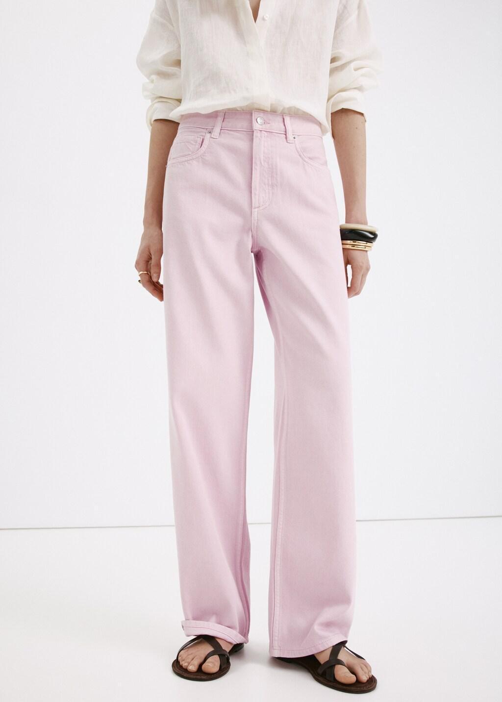 Pink Straight Low-Waist Jeans, Pink, large image number 3