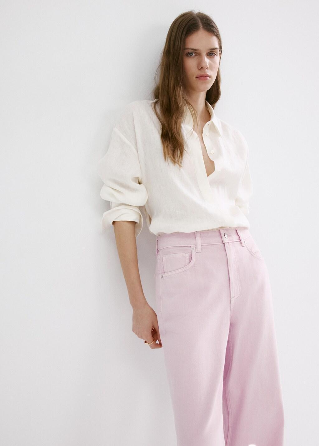 Pink Straight Low-Waist Jeans, Pink, large image number 4