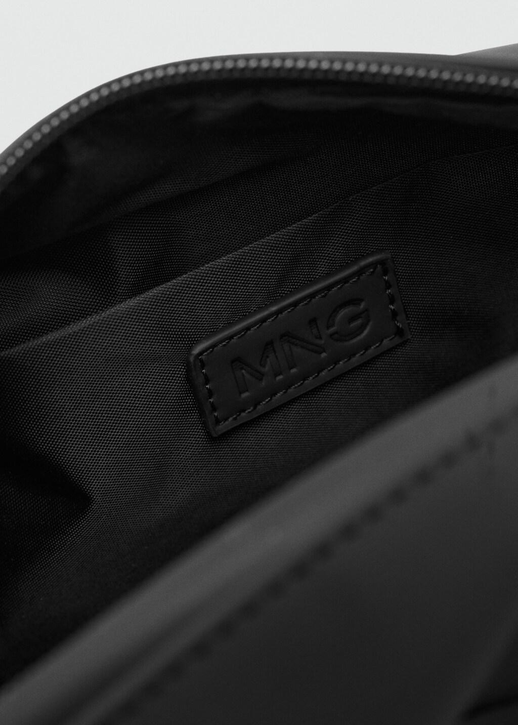 Black Toiletry Bag With Leather Detail, Black, large image number 1