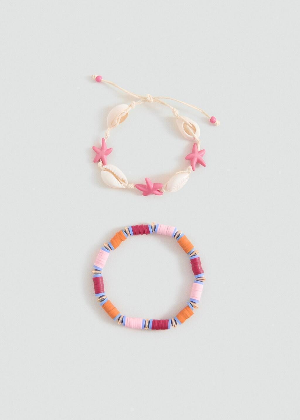Red Combined Bracelets, Set Of 2, Kids Girls, Bright Red, medium